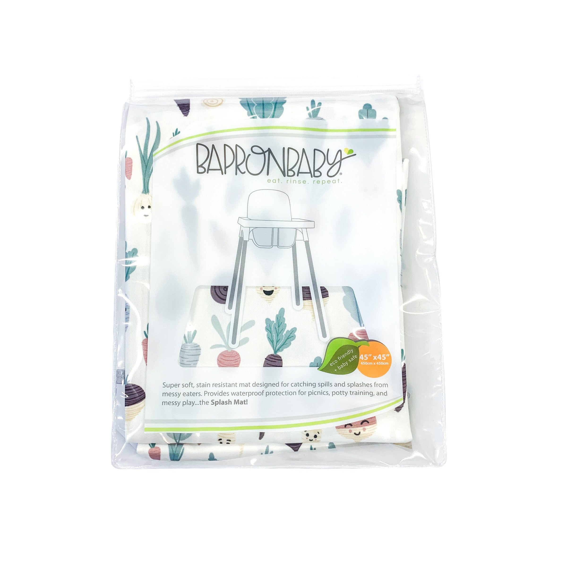 Root Veggies Splash Mat - A Waterproof Catch-All for Highchair Spills and More!