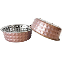 Country Living Set of 2 Hammered Stainless Steel Dog Bowls – Ideal for Extra Large Breeds – Rose Quartz/64oz - BIG FRENCHIES