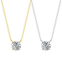 14K Gold Round Cubic Zirconia Solitaire Pendant. Diamond Veneer 635P100Mk