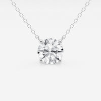 2.00 CTW Lab Grown Round F/G VS1 Diamond Floating Solitaire Pendant in 14K White or Yellow Gold – AGI Certified