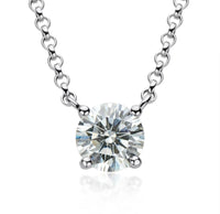 14K Gold Round Cubic Zirconia Solitaire Pendant. Diamond Veneer 635P100Mk