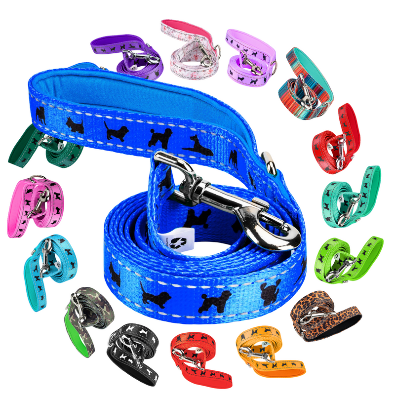 EcoBark Royal Blue Dog Leash- Padded Comfort Grip Leash - 4ft, 5ft, and 6ft Leash for Small and Medium Dogs - BIG FRENCHIES