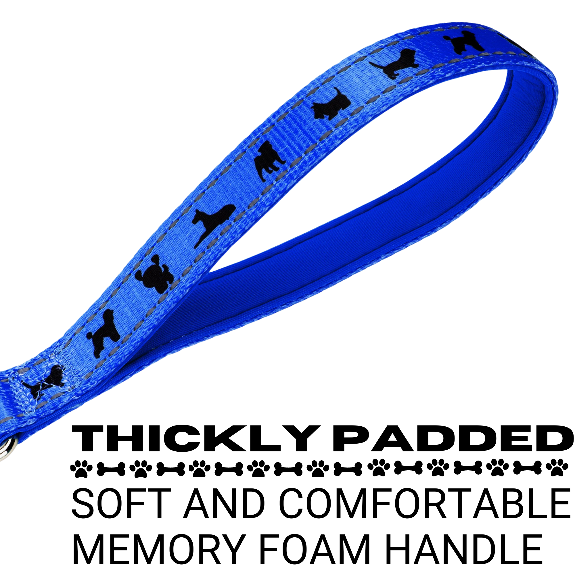 EcoBark Royal Blue Dog Leash- Padded Comfort Grip Leash - 4ft, 5ft, and 6ft Leash for Small and Medium Dogs - BIG FRENCHIES