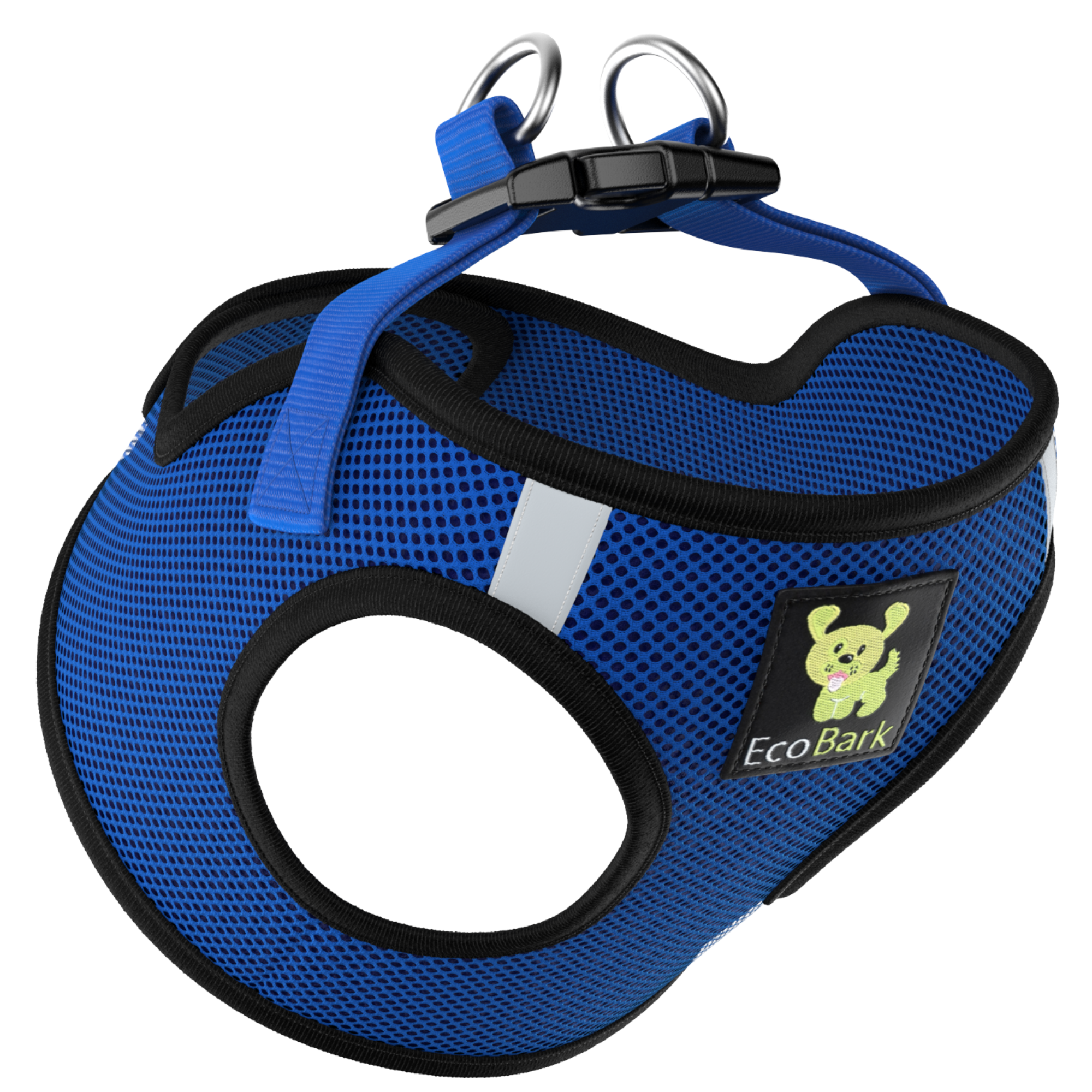 EcoBark Royal Blue Step In Dog Harness - Rapid Fastener Reflective Soft Mesh Vest Halter for XXXS to Small Dogs and Puppies - BIG FRENCHIES