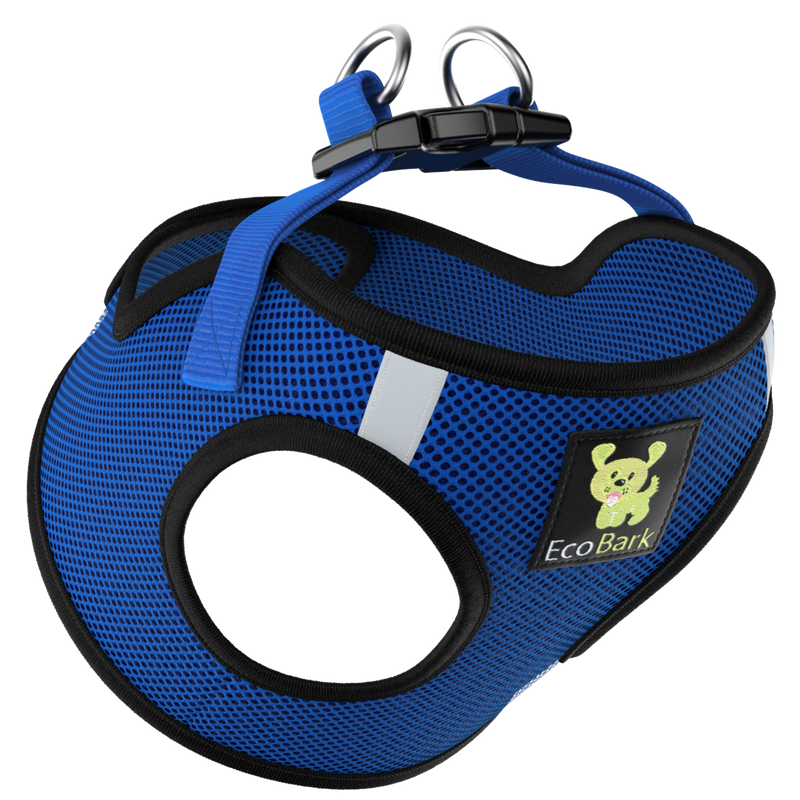 EcoBark Royal Blue Step In Dog Harness - Rapid Fastener Reflective Soft Mesh Vest Halter for XXXS to Small Dogs and Puppies - BIG FRENCHIES