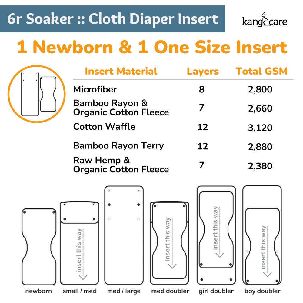 6r Soaker Separates | One Size - Cloth Diaper Insert