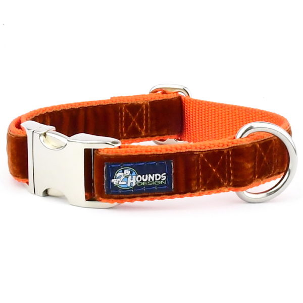 Rust Velvet Essential Martingale Dog Collar (1″ Only)-Pet Collars & Leashes-BIG FRENCHIES-2 Hounds Design