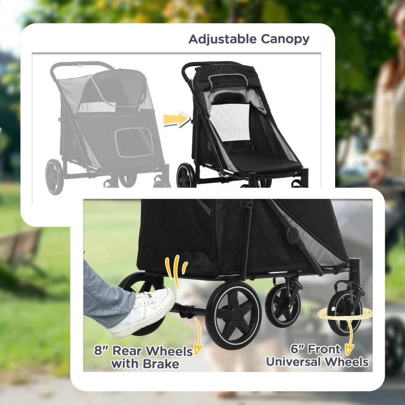 One-Click Foldable Stroller for Large Medium Small Dogs, Pet, Cats with Storage - BIG FRENCHIES