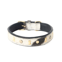 Prairie Paws Studded Hairon Dog Collar in Ash & Ivory