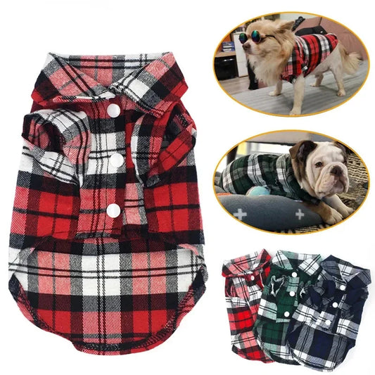 British Style Plaid Dog Shirt – Cotton Pet Clothes for Small Dogs & Cats - BIG FRENCHIES