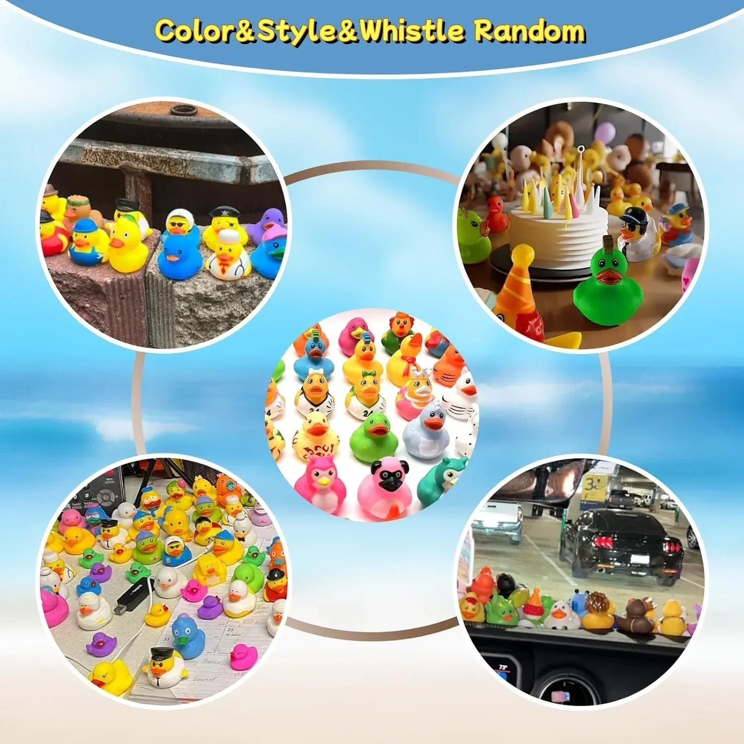30-Pack Rubber Ducks Bulk Set – Assorted Duckies for Bath & Jeep Ducking - BIG FRENCHIES
