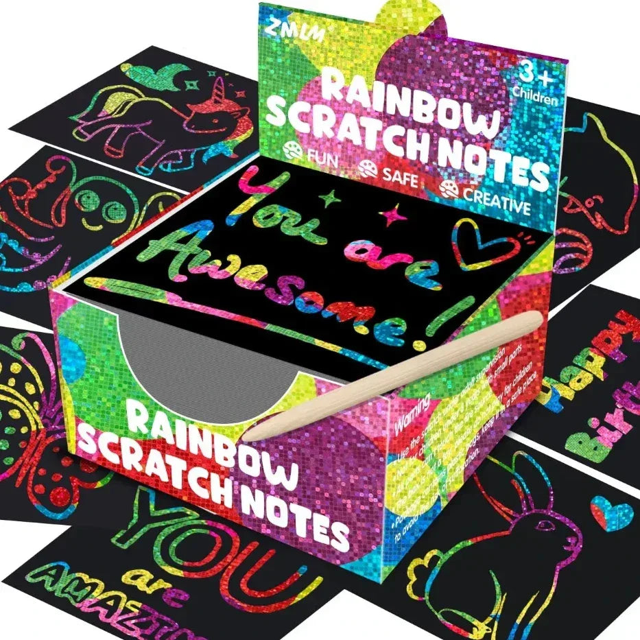 Rainbow Reveal Craft Kit for Kids | Wooden Stylus Scratch Art Set - BIG FRENCHIES