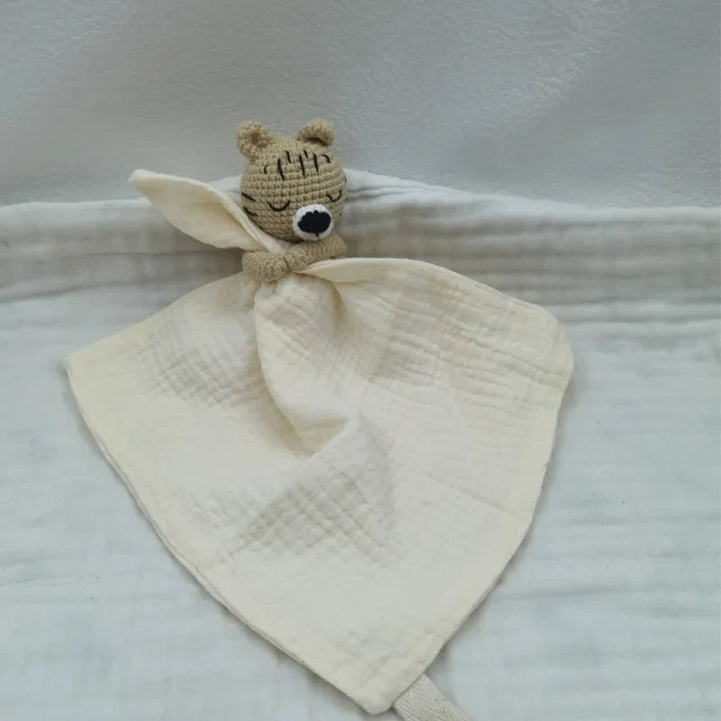 Baby Bib with Sleeping Animals Rattle