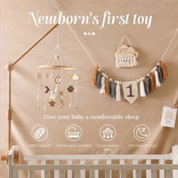 Wooden Baby Crib Mobile with Music Box Bell