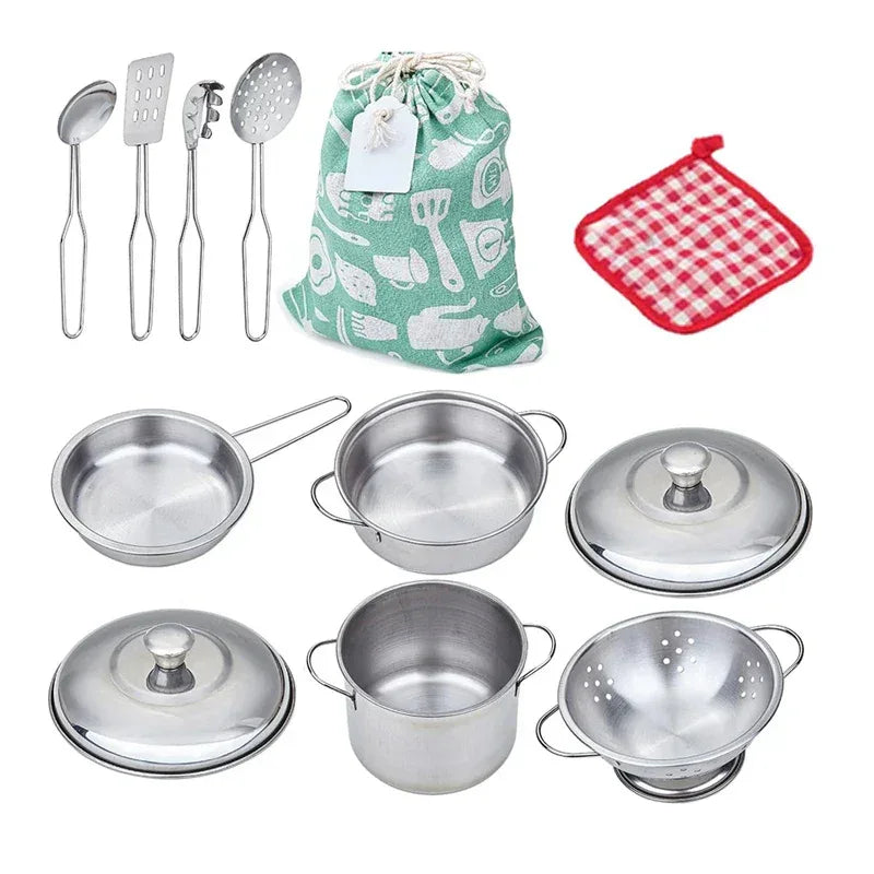 Stainless Steel Kids Kitchen Cookware Set – Pretend Play Cooking Toy - BIG FRENCHIES