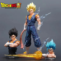 Vegito Super Saiyan Blue Gogeta 3 Heads 2 Bodies Action Figure, Dragon Ball Z Anime Figurines 32 CM