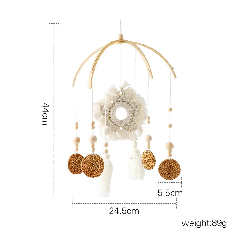 Baby Wooden Bed Bell Cartoon Rabbit Mobile