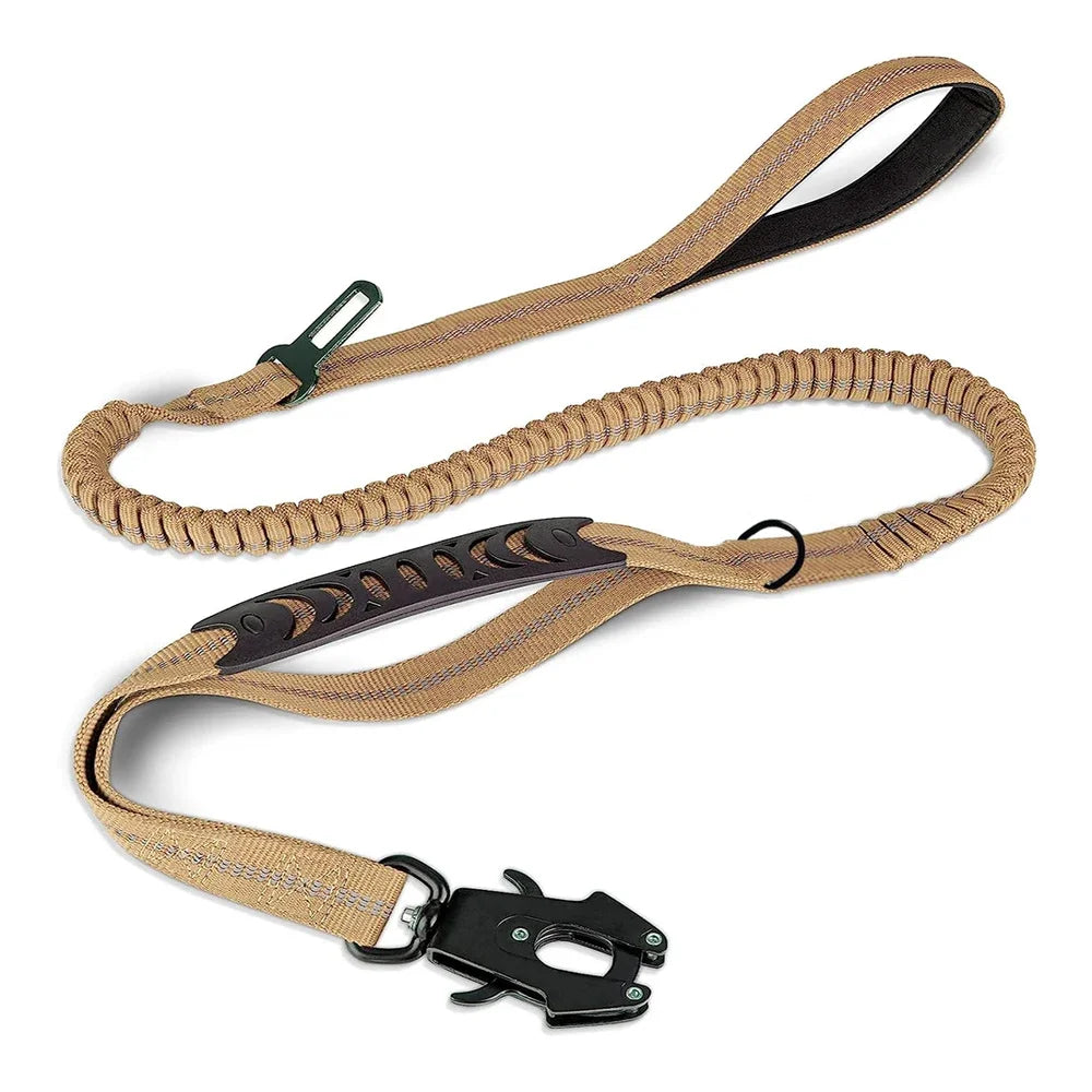 Reflective Shock Absorbing Bungee Dog Leash with Seatbelt Clip - BIG FRENCHIES