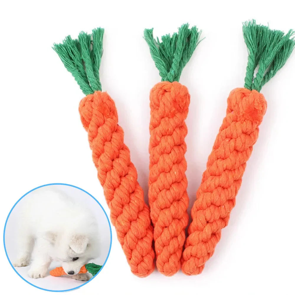 Carrot Rope Dog Chew Toy – Durable Cotton Molar Toy for Puppies & Dogs - BIG FRENCHIES