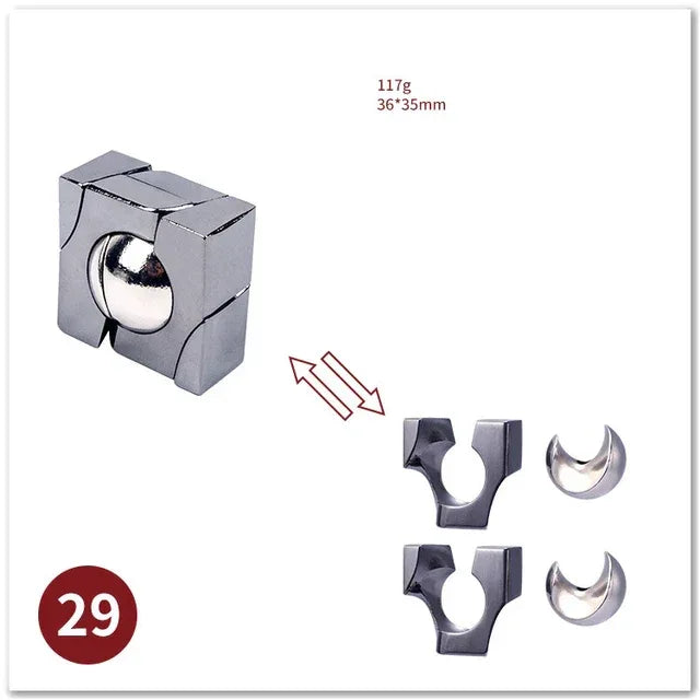 MEACAOFG Classic IQ Metal Brain Teaser 3D Alloy Box Kong Ming Lock Puzzles Magic Baffling Puzzle Game Toys for Children Adults Funny Gift - BIG FRENCHIES