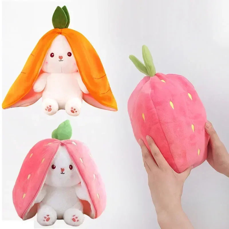 Cute Strawberry Carrot Rabbit Plush Toy – Soft Cuddly Bunny Doll - BIG FRENCHIES