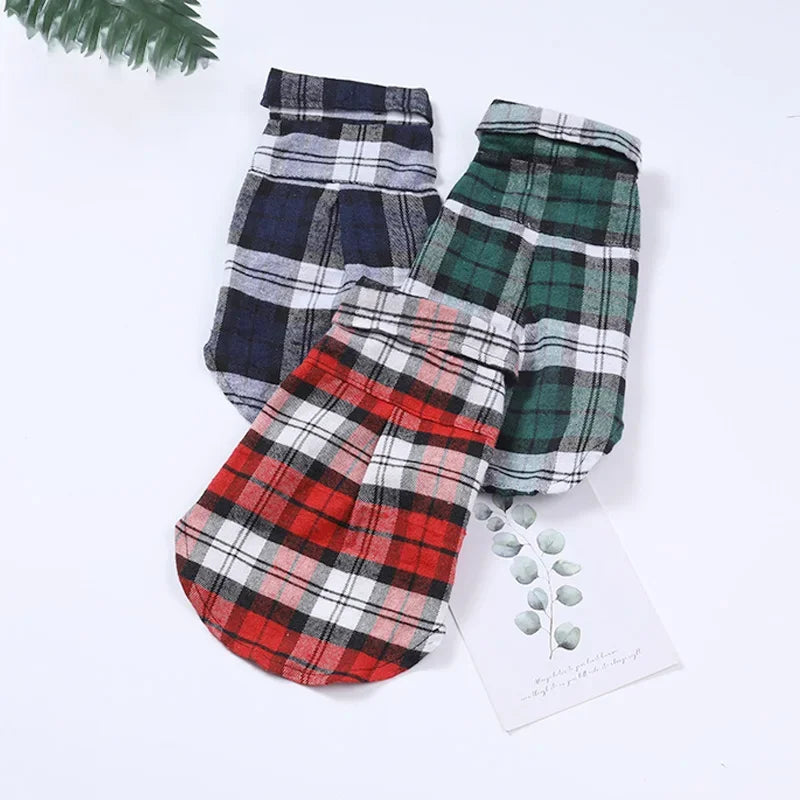 British Style Plaid Dog Shirt – Cotton Pet Clothes for Small Dogs & Cats - BIG FRENCHIES