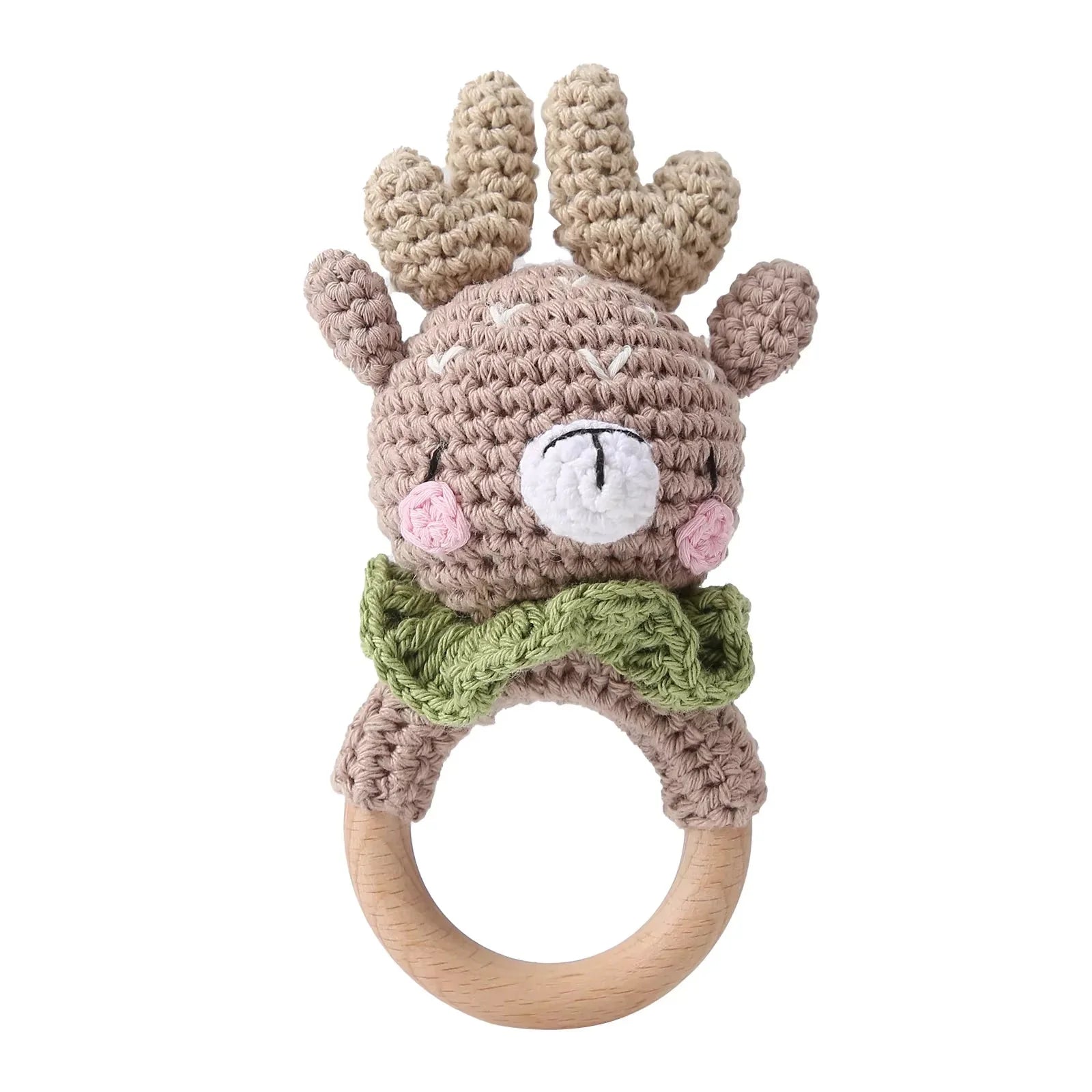 Baby Crochet Rattle Wooden Teether Toy BPA Free
