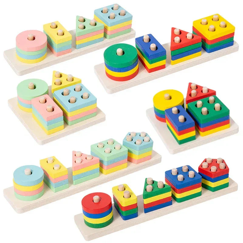 Montessori Wooden Building Blocks – Educational Color & Shape Toy - BIG FRENCHIES
