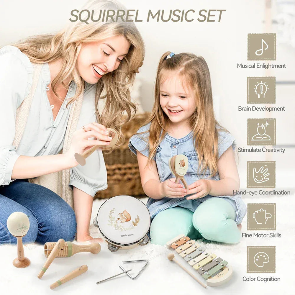 Montessori Musical Instruments Baby Toys | Drum & Xylophone for 0–12 Months - BIG FRENCHIES
