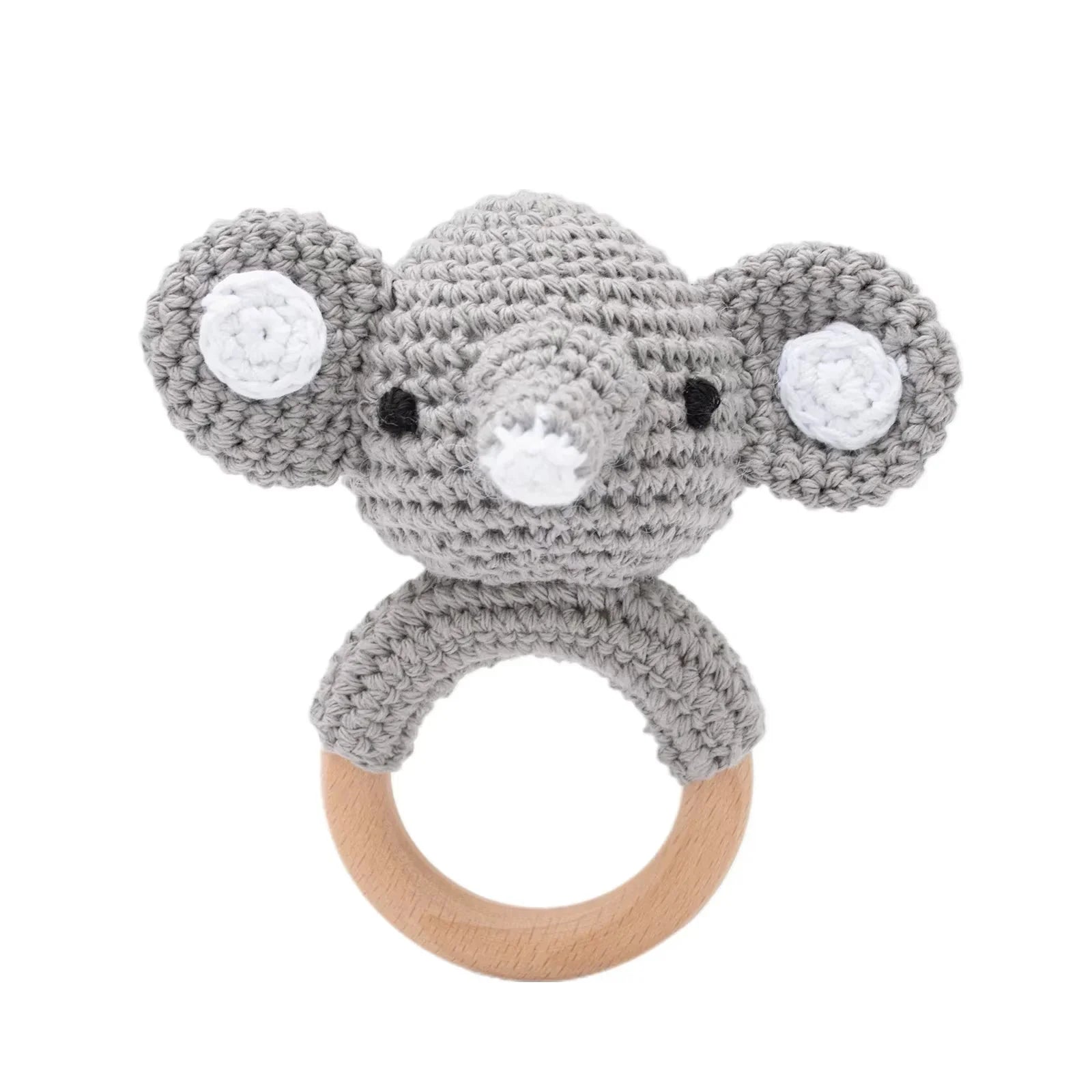 Baby Crochet Rattle Wooden Teether Toy BPA Free