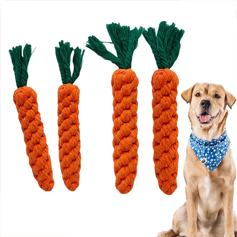 Carrot Rope Dog Chew Toy – Durable Cotton Molar Toy for Puppies & Dogs - BIG FRENCHIES