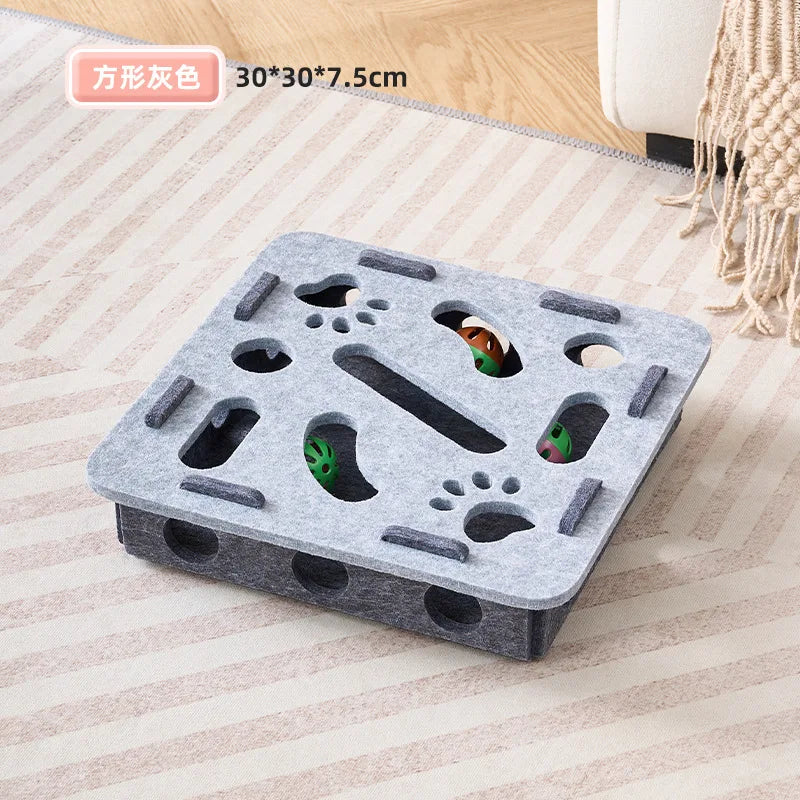 Cat Fun Box – Interactive Puzzle Toy for Indoor Cats, Scratching & Digging Activity Box with Bell Balls - BIG FRENCHIES