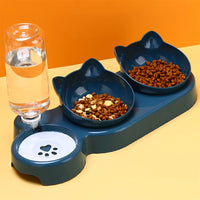 3-in-1 Cat Food & Water Bowl Set with Gravity Water Feeder - BIG FRENCHIES