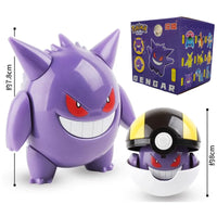 Pokemon Pokeball Anime Figures Toys, Pikachu Gengar Dragonite Snorlax Lapras Pocket Pokeball Toys