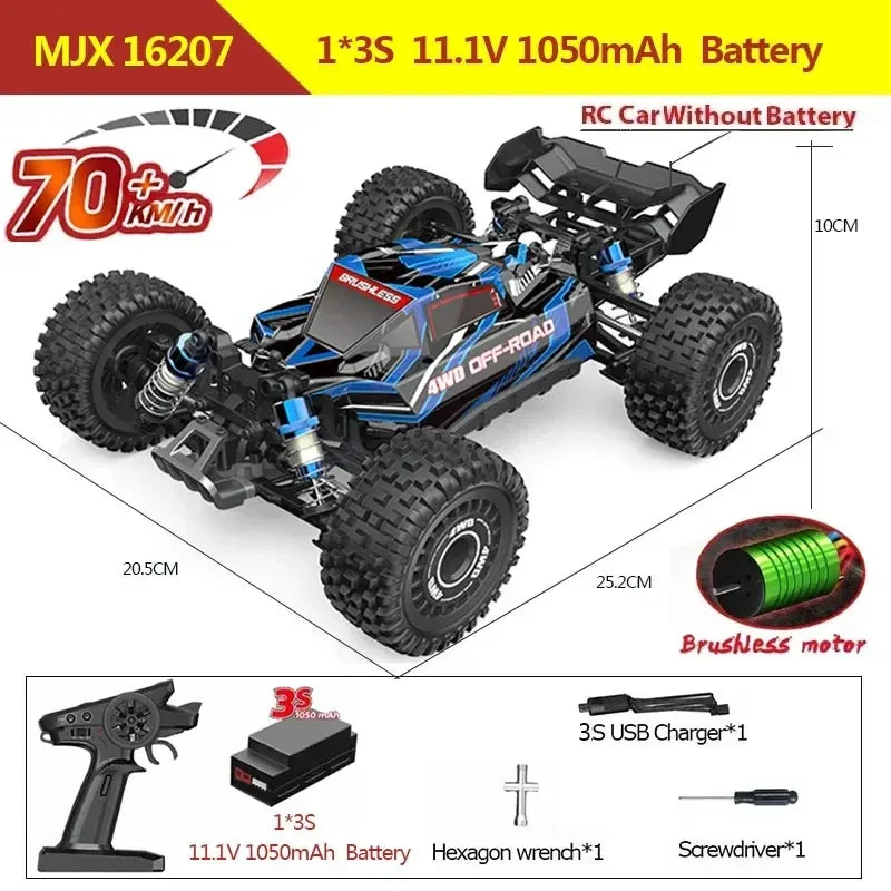 Hyper Go MJX 16209 16207 16208 16210 1/16 4WD RC Car 70KM/H Brushless RC Racing Car Remote Control Cars Off-Road Truck Toys - BIG FRENCHIES