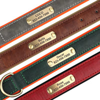 Personalized PU Leather Dog Collar with Custom Engraved ID Tag - BIG FRENCHIES