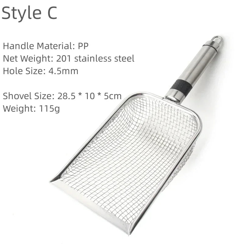 Stainless Steel Cat Litter Scoop with Long Handle | Durable & Easy to Use - BIG FRENCHIES
