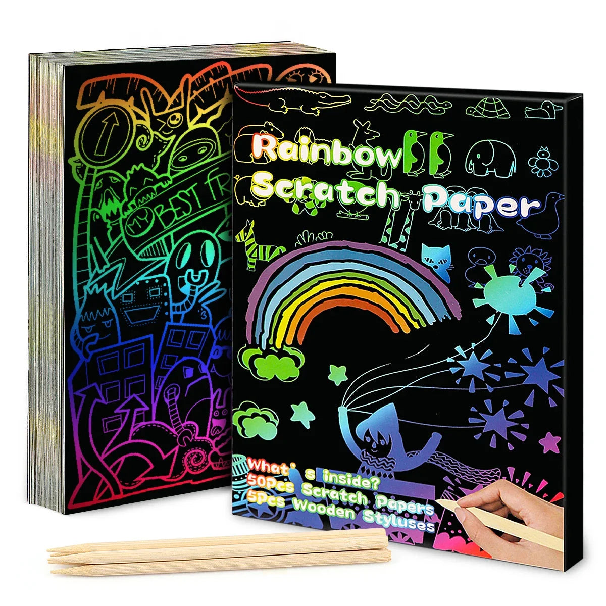 Dazzling Scratch Painting Kit - Parent-Child Interactive DIY Craft Toy with Note Cards
