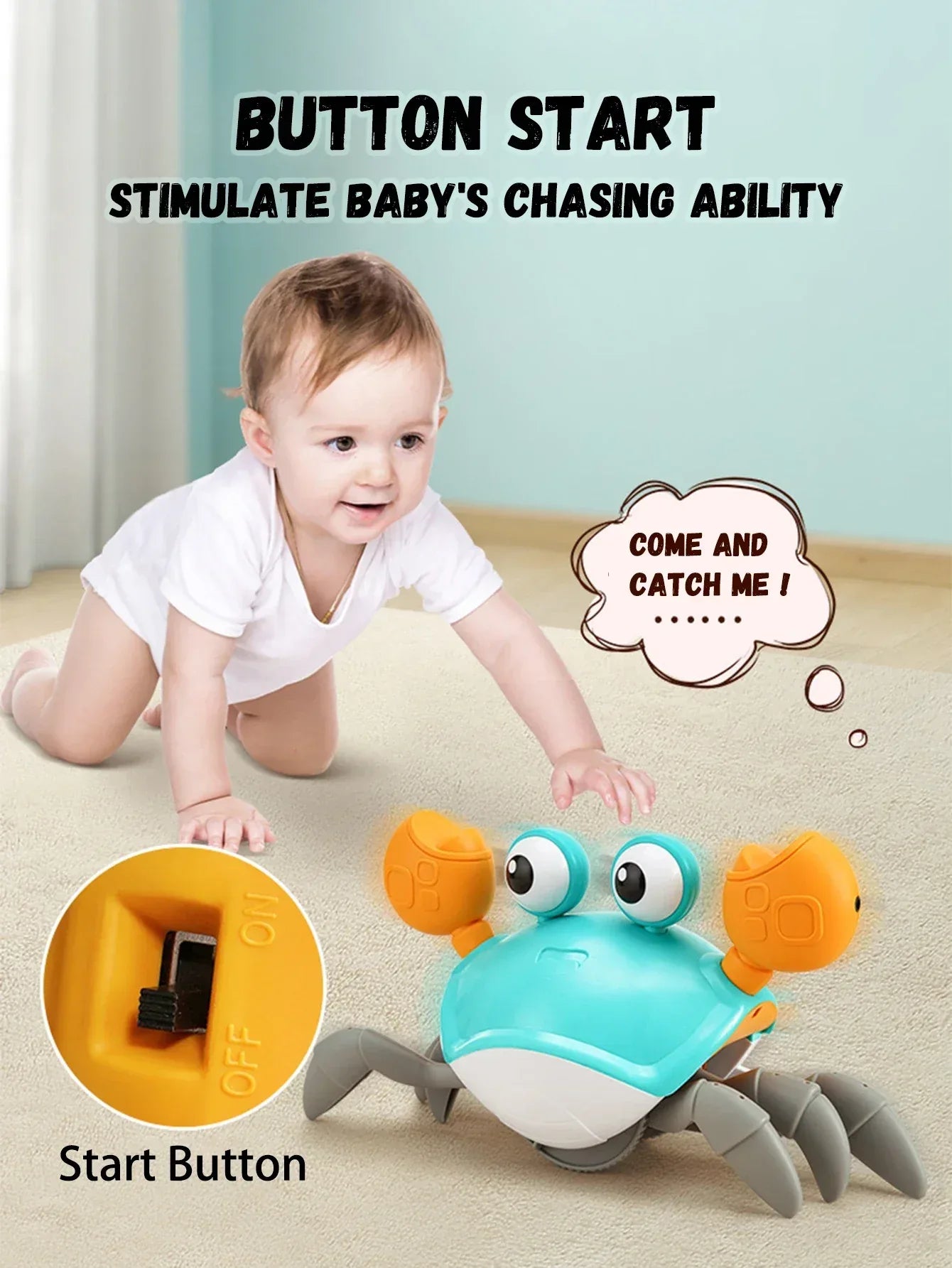 Auto-Sensing Escape Crab Toy – Crawling Baby Obstacle Avoiding Pet - BIG FRENCHIES