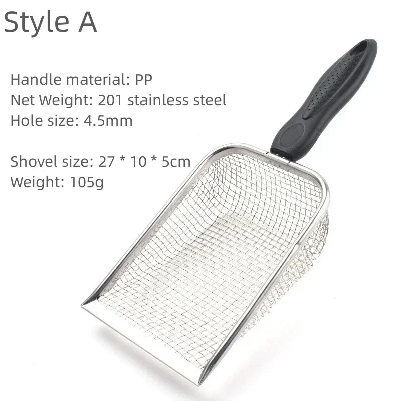 Stainless Steel Cat Litter Scoop with Long Handle | Durable & Easy to Use - BIG FRENCHIES