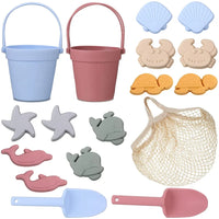 Silicone Beach Toys with Bucket, Shovel and Molds