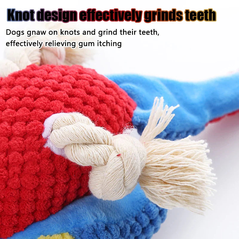 Indestructible Plush Parrot Dog Toy – Squeaky Chew Toy for Small & Large Dogs - BIG FRENCHIES