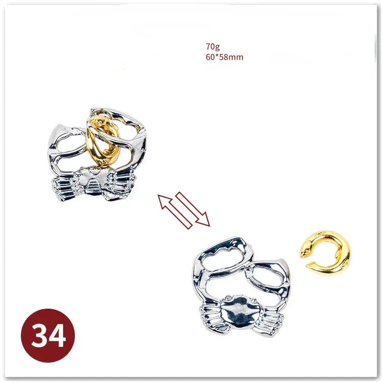 MEACAOFG Classic IQ Metal Brain Teaser 3D Alloy Box Kong Ming Lock Puzzles Magic Baffling Puzzle Game Toys for Children Adults Funny Gift - BIG FRENCHIES