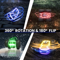 RC Stunt Car with LED Lights - 360° Rotating Double-Sided Remote Control Car for Kids, 2.4GHz, Black