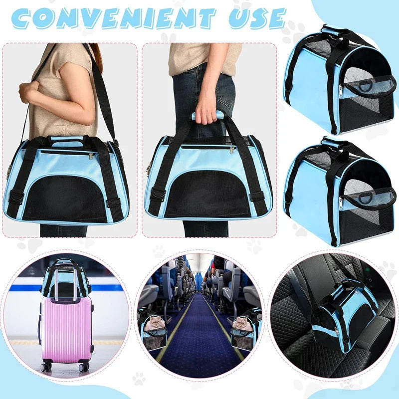 Portable Cat & Dog Carrier Bag – Foldable Breathable Travel Handbag - BIG FRENCHIES