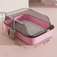 Splashproof Semi Closed Cat Toilet | Large Capacity Cat Litter Box