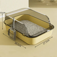 Splashproof Semi Closed Cat Toilet | Large Capacity Cat Litter Box