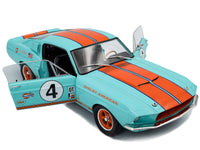 1967 Shelby GT500 #4 "Gulf Racing Tribute" Light Blue with Orange Stripes 1/18 Diecast Model Car by Solido
