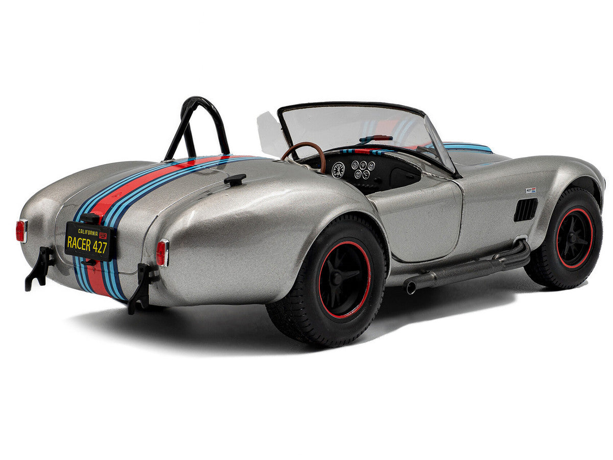1965 Shelby Cobra 427 MKII "Solido Works M Racing Tribute" Gray Metallic with Stripes 1/18 Diecast Model Car by Solido