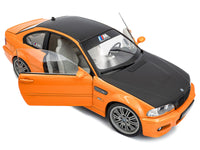 2000 BMW E46 M3 "Solido Works" Orange Metallic with Matt Black Hood and Carbon Top 1/18 Diecast Model Car by Solido